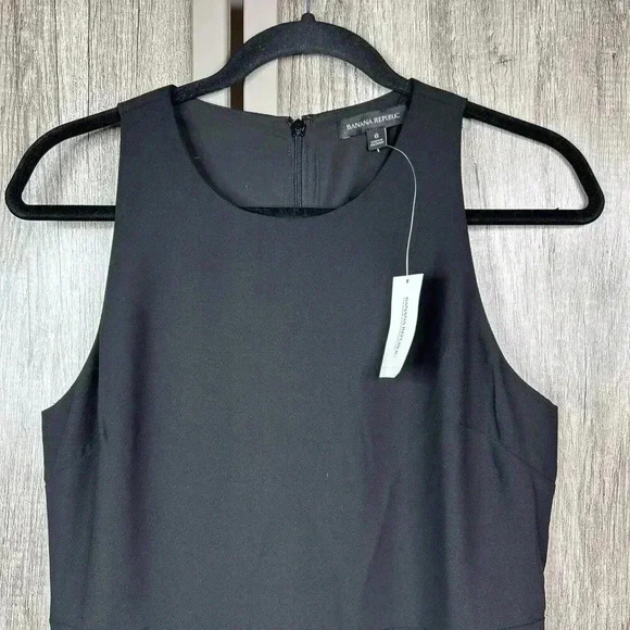 Banana Republic Dress Ruffle Hem Black Sleeveless NEW - Picture 2 of 8